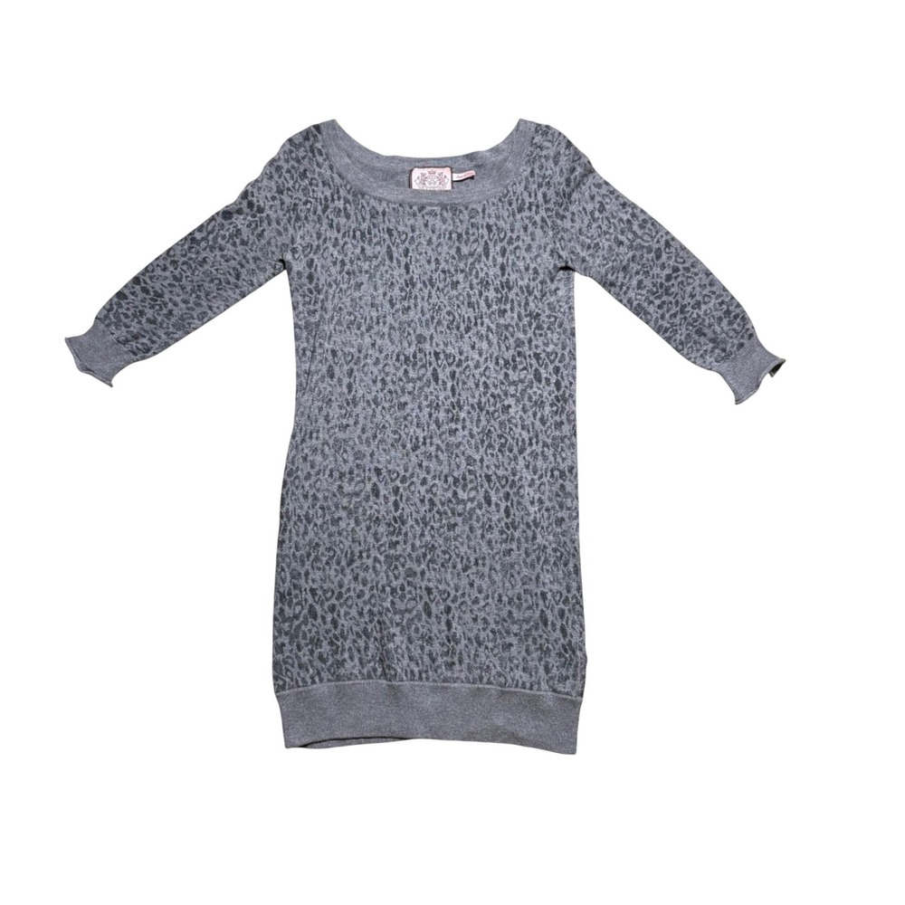 Juicy Couture Grey Leopard Print Knit Mini Dress